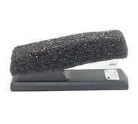 Bestbling Bling Rhinestone Destkstop con 1000 grapas para escritorio u oficina, capacidad de 20 hojas, antideslizante (negro)