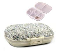 Bestbling Bling Sparkling - Caja organizadora de pastillas portátil con 8 compartimentos, impermeable, organizador de pastillas portátil, estuche de viaje, pastillero compacto y pastillero para viajes