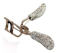 Bestbling Rizador de pestañas de maquillaje de diamantes de imitación con relleno, almohadillas de presión de silicona y con resorte para evitar pellizcar ni tirar (plata)