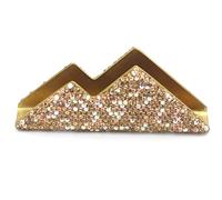 Bestbling Soporte para tarjetas de visita de metal con diamantes de imitación Bling para escritorio, soporte de exhibición de tarjetas de visita de escritorio (dorado)