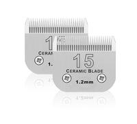 BESTBOMG 2 unidades 15 # Cuchilla de repuesto para aseo de perros, compatible con las series Heiniger/Moser Max45/Andis/Oster A5 para perros, tamaño 15 # 3/64 "(1,2 mm) Longitud de corte