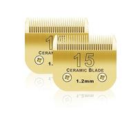 BESTBOMG 2 unidades 15 # Cuchilla de repuesto para aseo de perros, compatible con las series Heiniger/Moser Max45 /Andis/Oster A5 Recortadora para perros, tamaño #15 Corte Longitud 3/64 pulgadas (1,2