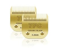 BESTBOMG 2 unidades 7FC - Cuchilla de repuesto para aseo de perros, compatible con las series Heiniger/Moser Max45 /Andis/Oster A5 para perros, tamaño 7FC Corte Longitud 1/8" (3,2 mm), oro