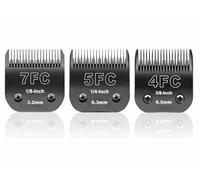 BESTBOMG 7FC+5FC+4FC Cuchilla de Repuesto para Aseo de Perros,Compatible con Las Series Heiniger/Moser Max45 /Andis/Oster A5/Wahl 10KM Series Recortadora para Perros,tamaño 3,2 mm -9,5 mm
