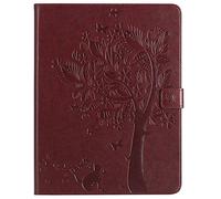 Bestcatgift iPad 2 3 4 PU Leather Wallet Funda, [Embossed Cats and Trees][Wake/Sleep Function][Touch Pen Cover] iPad 2 3 4 Smart Cover Wallet Funda para iPad 2 3 4 - Brown