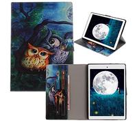 Bestcatgift iPad 6 PU Leather Tablet Wallet Funda, [Colorful Painting Series] Kickstand Folio Cover para iPad Air 2 - Owl