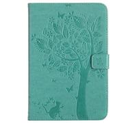 Bestcatgift iPad Mini PU Leather Wallet Funda, [Embossed Cats and Trees][Wake/Sleep Function][Touch Pen Cover] iPad Mini Smart Cover Wallet Funda para iPad Mini 4 - Green