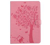 Bestcatgift iPad Pro 9.7 Inch PU Leather Wallet Funda, [Embossed Cats and Trees][Wake/Sleep Function][Touch Pen Cover] iPad Pro Smart Cover Wallet Funda para iPad Pro 9.7 Inch 2016 - Pink