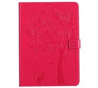 Bestcatgift iPad Pro 9.7 Inch PU Leather Wallet Funda, [Embossed Cats and Trees][Wake/Sleep Function][Touch Pen Cover] iPad Pro Smart Cover Wallet Funda para iPad Pro 9.7 Inch 2016 - Rose Red