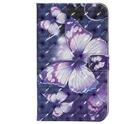 Bestcatgift PU Leather Wallet Funda para Galaxy Tab A 7.0, [3D Relief Pattern][Wake/Sleep Function][Touch Pen Cover] Smart Flip Cover para Galaxy Tab A 7.0 Inch SM-T280 SM-T285 - Purple Butterfly