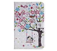 Bestcatgift PU Leather Wallet Funda para Galaxy Tab A 8.0, [3D Relief Pattern][Touch Pen Cover] Flip Cover Wallet Funda para Galaxy Tab A 8.0 Inch SM-T387 2018 - Girl Under The Tree