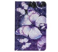 Bestcatgift PU Leather Wallet Funda para Galaxy Tab A 8.0, [3D Relief Pattern][Touch Pen Cover] Flip Cover Wallet Funda para Galaxy Tab A 8.0 Inch SM-T387 2018 - Purple Butterfly