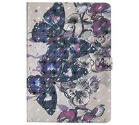 Bestcatgift PU Leather Wallet Funda para iPad 2018, [3D Relief Pattern][Wake/Sleep Function][Touch Pen Cover] Smart Cover Wallet Funda para iPad 2018/iPad 2017 - Black Butterfly