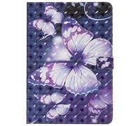 Bestcatgift PU Leather Wallet Funda para iPad 2018, [3D Relief Pattern][Wake/Sleep Function][Touch Pen Cover] Smart Cover Wallet Funda para iPad 2018/iPad 2017 - Purple Butterfly