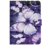 Bestcatgift PU Leather Wallet Funda para Whiel 4, [3D Relief Pattern][Wake/Sleep Function][Touch Pen Cover] Flip Cover Wallet Funda para Amazon Whiel 1 2 3 (6.0 Inch) - Purple Butterfly