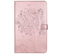 Bestcatgift Tab A 10.1 PU Leather Wallet Funda, [Embossed Cats and Trees][Touch Pen Cover] Smart Flip Cover para Samsung Galaxy Tab A 10.1 Inch SM-T580 SM-T585 - Rose Gold