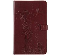Bestcatgift Tab A 10.1 PU Leather Wallet Fundas,[Embossed Women and Cats][Touch Pen Cover] Smart Flip Cover para Samsung Galaxy Tab A 10.1 Inch SM-T580 SM-T585 - Brown