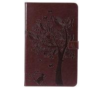 Bestcatgift Tab A 10.5 2018 PU Leather Wallet Funda, [Embossed Cats and Trees][Touch Pen Cover] Flip Cover Wallet Funda para Samsung Galaxy Tab A 10.5 Inch SM-T590/SM-T595/Tab S3 2018 - Brown