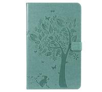 Bestcatgift Tab A 10.5 2018 PU Leather Wallet Funda, [Embossed Cats and Trees][Touch Pen Cover] Flip Cover Wallet Funda para Samsung Galaxy Tab A 10.5 Inch SM-T590/SM-T595/Tab S3 2018 - Green