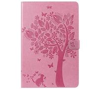 Bestcatgift Tab A 10.5 2018 PU Leather Wallet Funda, [Embossed Cats and Trees][Touch Pen Cover] Flip Cover para Samsung Galaxy Tab A 10.5 Inch SM-T830/SM-T835/Tab S4 2018 - Pink
