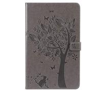 Bestcatgift Tab A 10.5 2018 PU Leather Wallet Funda, [Embossed Cats and Trees][Touch Pen Cover] Flip Cover Wallet Funda para Samsung Galaxy Tab A 10.5 Inch SM-T590/SM-T595/Tab S3 2018 - Gray