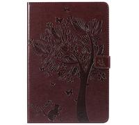 Bestcatgift Tab A 10.5 2018 PU Leather Wallet Funda, [Embossed Cats and Trees][Touch Pen Cover] Flip Cover para Samsung Galaxy Tab A 10.5 Inch SM-T830/SM-T835/Tab S4 2018 - Brown