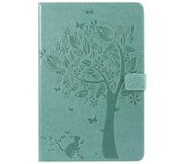 Bestcatgift Tab A 10.5 2018 PU Leather Wallet Funda, [Embossed Cats and Trees][Touch Pen Cover] Flip Cover para Samsung Galaxy Tab A 10.5 Inch SM-T830/SM-T835/Tab S4 2018 - Green