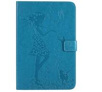 Bestcatgift Tab A 8.0 2015 PU Leather Wallet Fundas,[Embossed Women and Cats][Wake/Sleep Function][Touch Pen Cover] Smart Flip Cover para Samsung Galaxy Tab A 8.0 Inch SM-T350 SM-T355 2015 - Blue