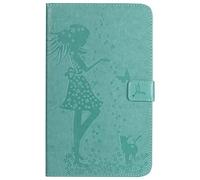 Bestcatgift Tab A 8.0 2017 PU Leather Wallet Fundas,[Embossed Women and Cats][Touch Pen Cover] Smart Flip Cover para Samsung Galaxy Tab A 8.0 Inch SM-T385 SM-T380 2017 - Green