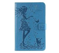 Bestcatgift Tab A 8.0 2018 PU Leather Wallet Fundas,[Embossed Women and Cats][Touch Pen Cover] Tab A 8.0" Flip Cover Wallet Funda para Samsung Galaxy Tab A 8.0 Inch SM-T387 2018 - Blue