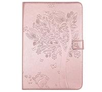Bestcatgift Tab A 9.7 PU Leather Wallet Funda, [Embossed Cats and Trees][Wake/Sleep Function][Touch Pen Cover] Smart Flip Cover para Samsung Galaxy Tab A 9.7 Inch SM-T550 - Rose Gold