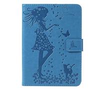 Bestcatgift Whiel 4 PU LeatherWallet Fundas,[Embossed Women and Cats][Touch Pen Cover] Whiel 6.0 Inch Flip Cover Wallet Funda para Amazon Whiel 1 2 3 - Blue