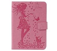 Bestcatgift Whiel 4 PU LeatherWallet Fundas,[Embossed Women and Cats][Touch Pen Cover] Whiel 6.0 Inch Flip Cover Wallet Funda para Amazon Whiel 1 2 3 - Pink