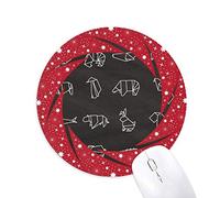 Bestchong Abstract Animal Origami Forma geométrica Wheel Mouse Pad de Goma roja Redonda