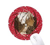 Bestchong African Black Women Aboriginal Tocado Art Wheel Mouse Pad de Goma roja Redonda