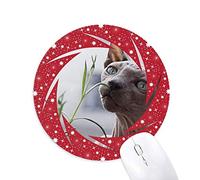Bestchong Animal Gris Gato Delgado fotografía Wheel Mouse Pad de Goma roja Redonda