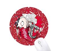 Bestchong Art Peces Koi Japon Patron Wheel Mouse Pad de Goma roja Redonda