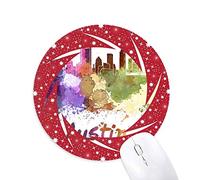 Bestchong Austin America Ciudad Acuarela Wheel Mouse Pad de Goma roja Redonda
