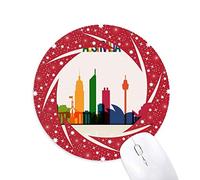 Bestchong Australia City Landmark Rascacielos Silueta Wheel Mouse Pad de Goma roja Redonda