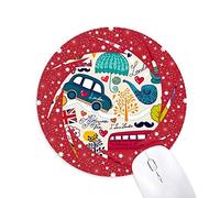 Bestchong Autobus Torre Big Ben Landmark Bandera UK Inglaterra Mark ilustración Patron Wheel Mouse Pad de Goma roja Redonda