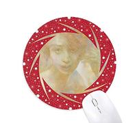 Bestchong Autumn Girl xjj Pintura al oleo Wheel Mouse Pad de Goma roja Redonda
