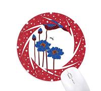 Bestchong Azul Planta de Hoja de Loto Flor de Loto Dragonfly Wheel Mouse Pad de Goma roja Redonda