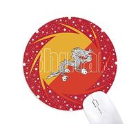 Bestchong Bhutan Country Flag Nombre Wheel Mouse Pad de Goma roja Redonda