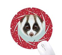 Bestchong Big Eyed White Brown Loris Animal Wheel Mouse Pad de Goma roja Redonda
