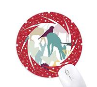 Bestchong Bird Ciervo Flor Naturaleza Medio Ambiente Wheel Mouse Pad de Goma roja Redonda