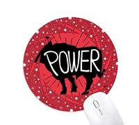 Bestchong Black Cow Animal Silueta Natural Wheel Mouse Pad de Goma roja Redonda