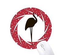 Bestchong Black Flamingo Animal Lindo Retrato Wheel Mouse Pad de Goma roja Redonda