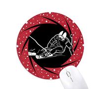 Bestchong Black Winter Sport Skiing Pattern Illustration Wheel Mouse Pad de Goma roja Redonda