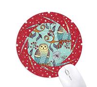 Bestchong Blue Flower Owl Proteger Animal Mascota Amante Wheel Mouse Pad de Goma roja Redonda