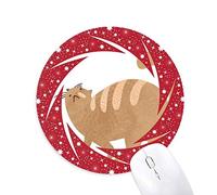 Bestchong Brown Fat Cat Animal Acuarela Wheel Mouse Pad de Goma roja Redonda